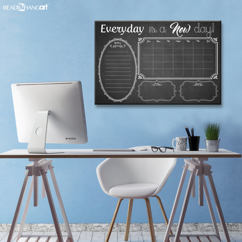 Latitude Run® Black/White Monthly Calendar Memo Dry Erase Board